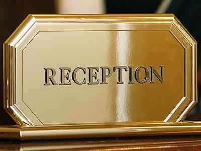 reception desk sign