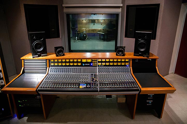 Studio A Control Room with 32 channel automated API 1608 console and Avid Pro Tools HDX system